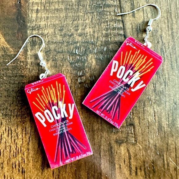 NWT Novelty Earrings - Acrylic Design Pocky Dangle Earrings - Picture 3 of 3